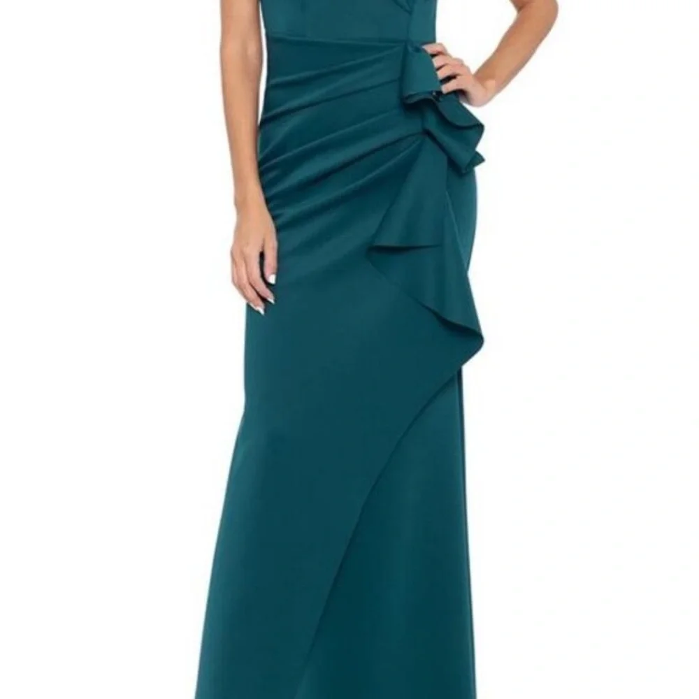 Xscape Teal Ruffle Gown - Picture 1 of 4
